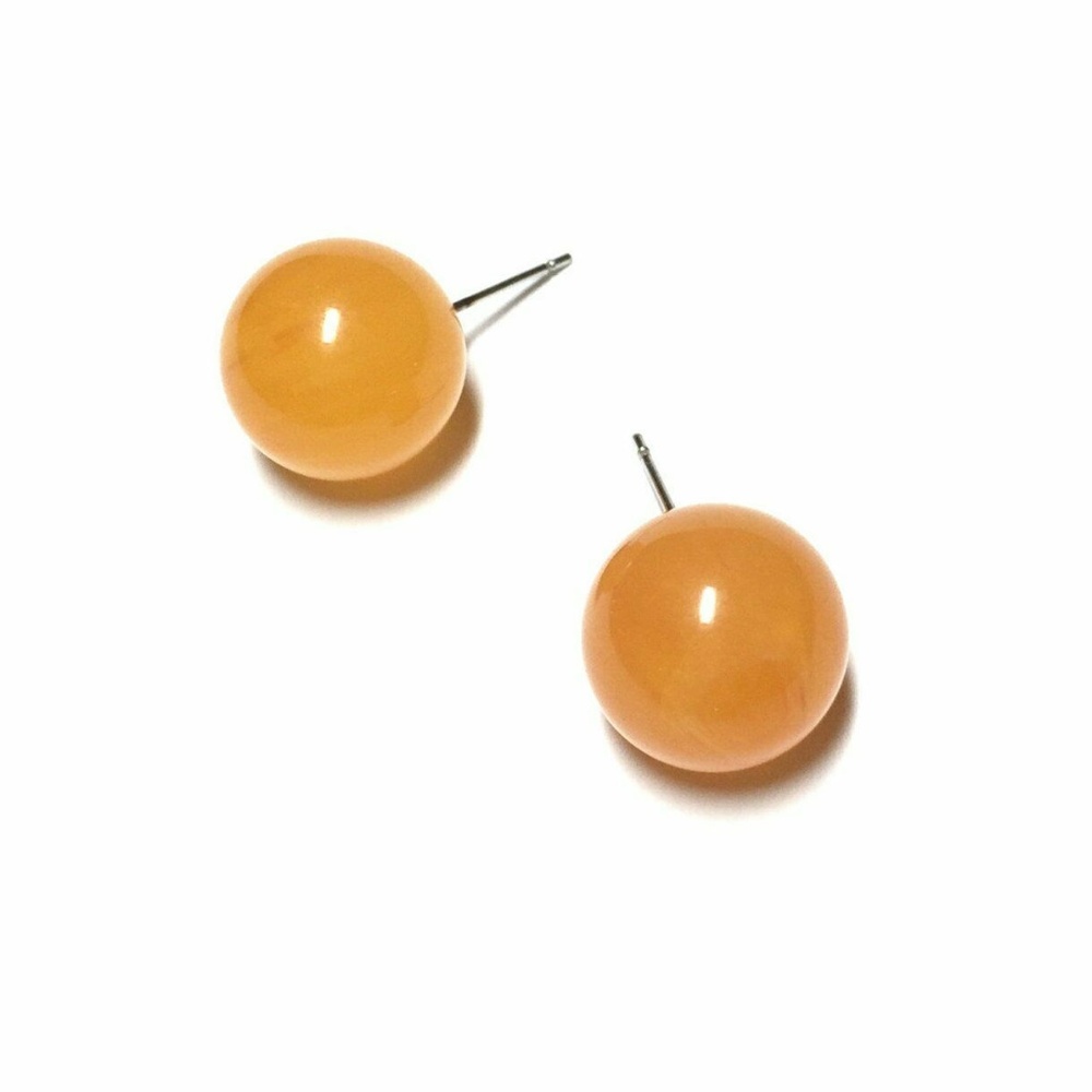 Amber Lucite Studs Retro Vintage Yellow Earring